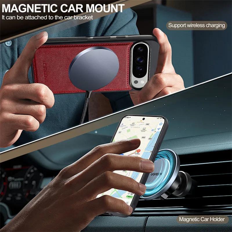 MagSafe Magnetic Flip Leather Phone Case for Google Pixel 9 Pro XL 8 7 8A 7A Detachable Wallet Card Pocket Back Cover Cpque Etui