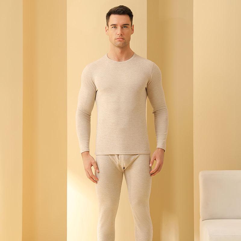 Мужской комплект термобелья из шерсти и шелка - цветной осенне-зимний базовый слой для пар