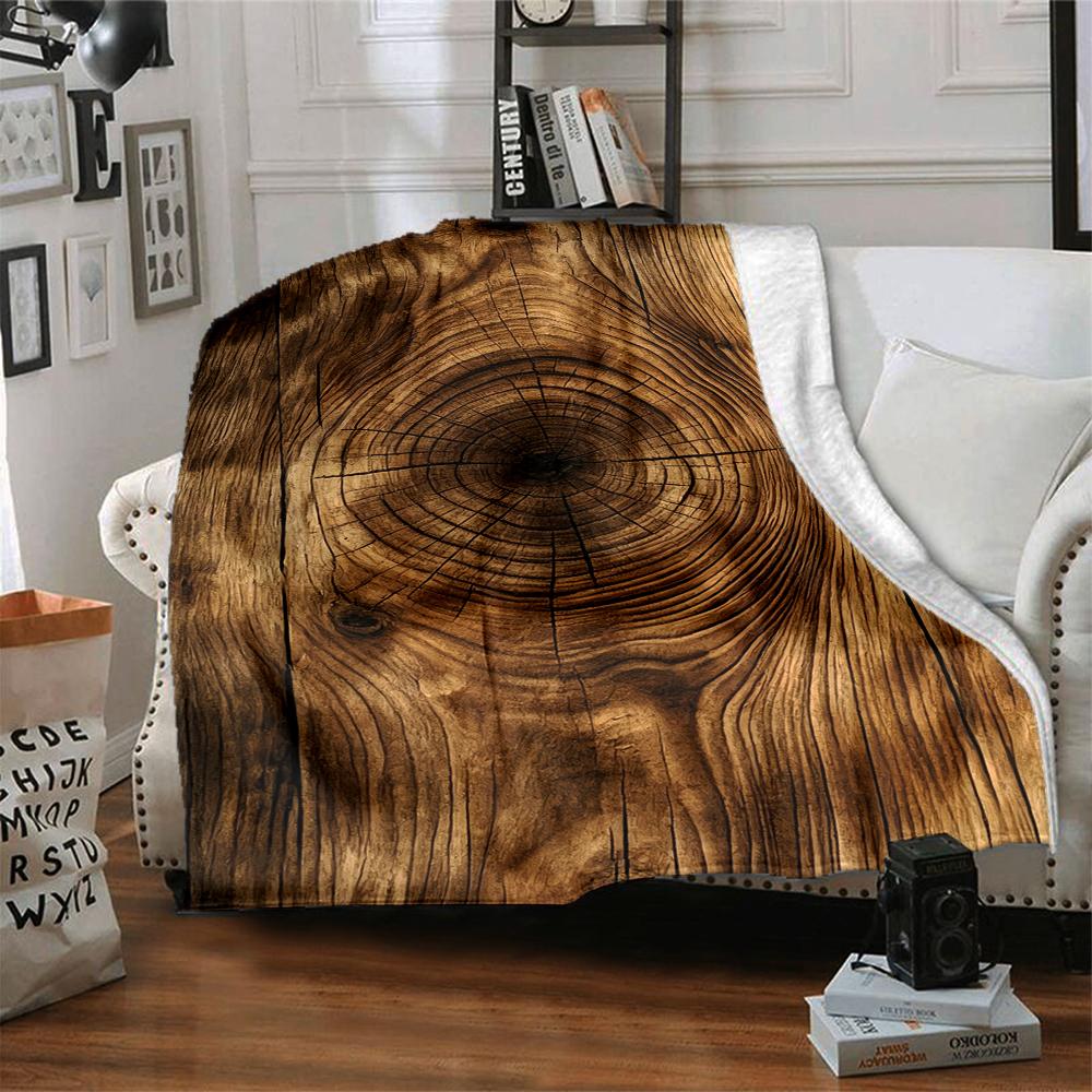 1Pc Wooden Texture Background Blanket Soft And Comfortable Casual Warm Camping Travel Christmas Halloween Xmas Gift M928737