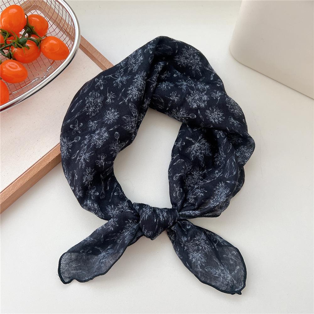 Korean-Inspired Cotton Linen Silk Scarf - Elegant, Simple, High-End Neckerchief for Spring & Autumn