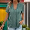 Women's Fashion Casual Summer Spring Solid Color Print Short Sleeve V-Neck Blouses & Shirts