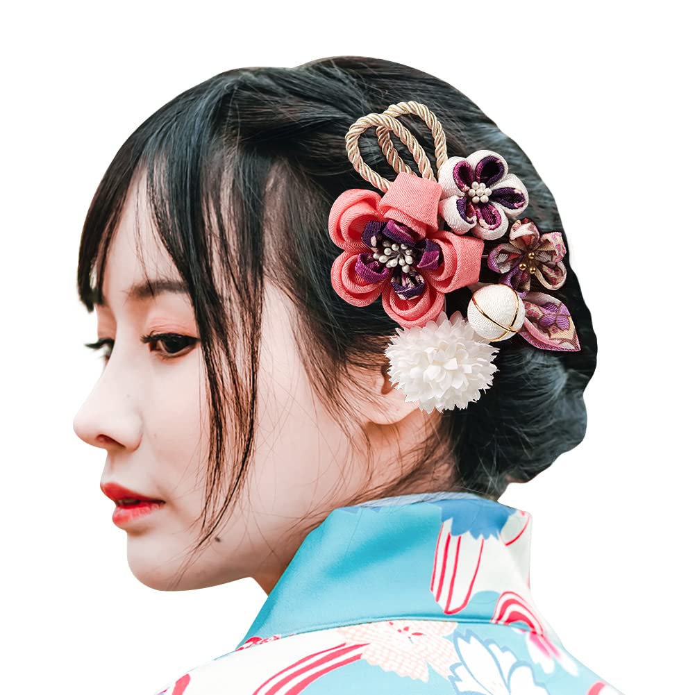 OTAKUMARKET Hair Hair Japanese Hair Hair Hair 3 Colors 1 Piece Ornament, Shichi-Go-San, Coming-of-Age Ceremony, Yukata, Flower, Hakama, Tsumami-Zaiku,