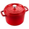 Staub Кокотницы круглые вишневые, большие эмалированные кастрюли с двумя ручками, совместимые с японскими чугунными кокотницами STAUB, круглые вишневые "Grand 20 см" [Авторизованный