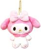 Fluffy My Melody MC Pink H12xW15xD7cm Plush Mascot Keychain with Ball Chain 143082-20