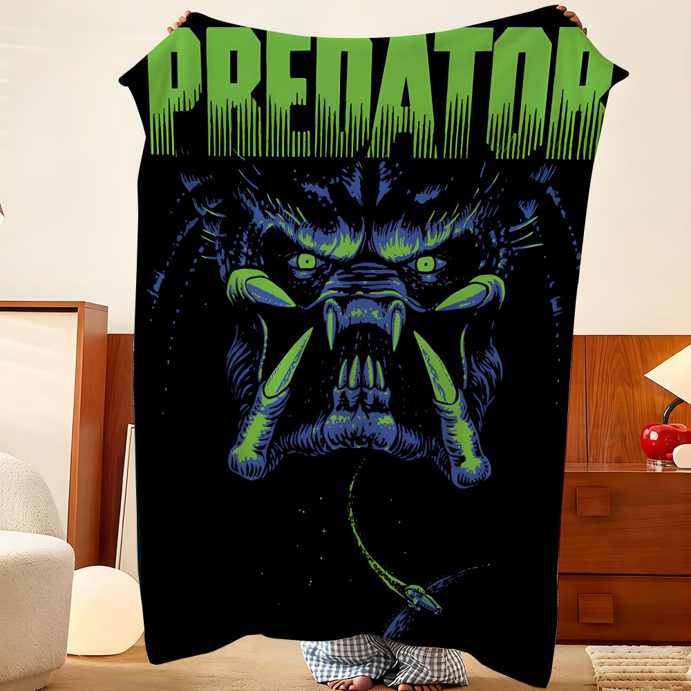 Плед-бросок из фланели с принтом P-Predator, легкий, уютный, прочный, моющийся, милый, крутой