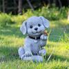 Садовые фигурки животных на солнечной батарее, креативные украшения для двора, балкона, сада, щенок, смола, декоративная садовая статуэтка