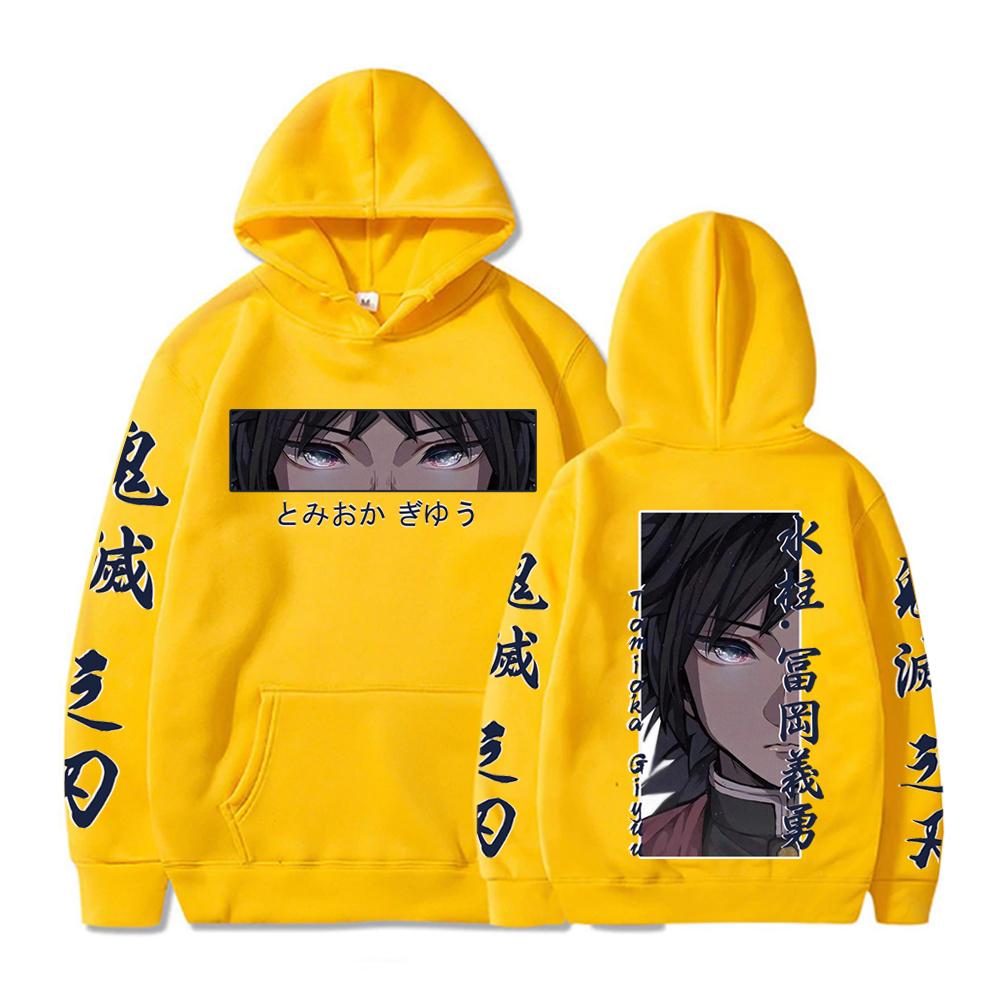 Demon Slayer Kimetsu No Yaiba Anime Hoodies Sweatshirt Cool Retro Giyuu Tomioka Eyes Graphic Winter Fashion Oversized Hoodies
