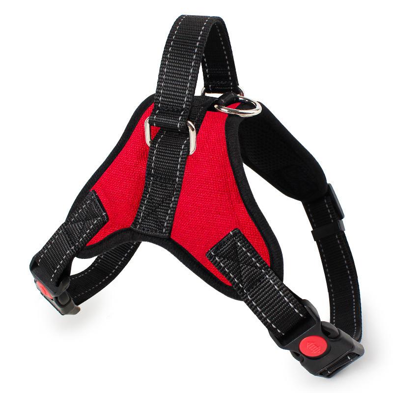 Solid Middle Large Dog Halter Harness Reflective Led Collar Reinforced Handle Breathable Mesh Vest Buckle Leads Pet