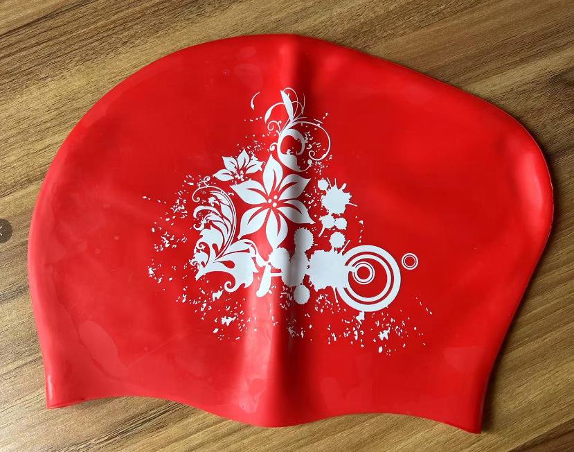 Женская силиконовая шапочка для плавания - длинные волосы, градиентный цвет, защита ушей