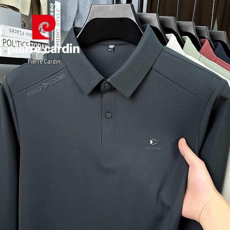 Pierre Cardin Мужская поло-футболка в полоску с длинным рукавом, в стиле business casual