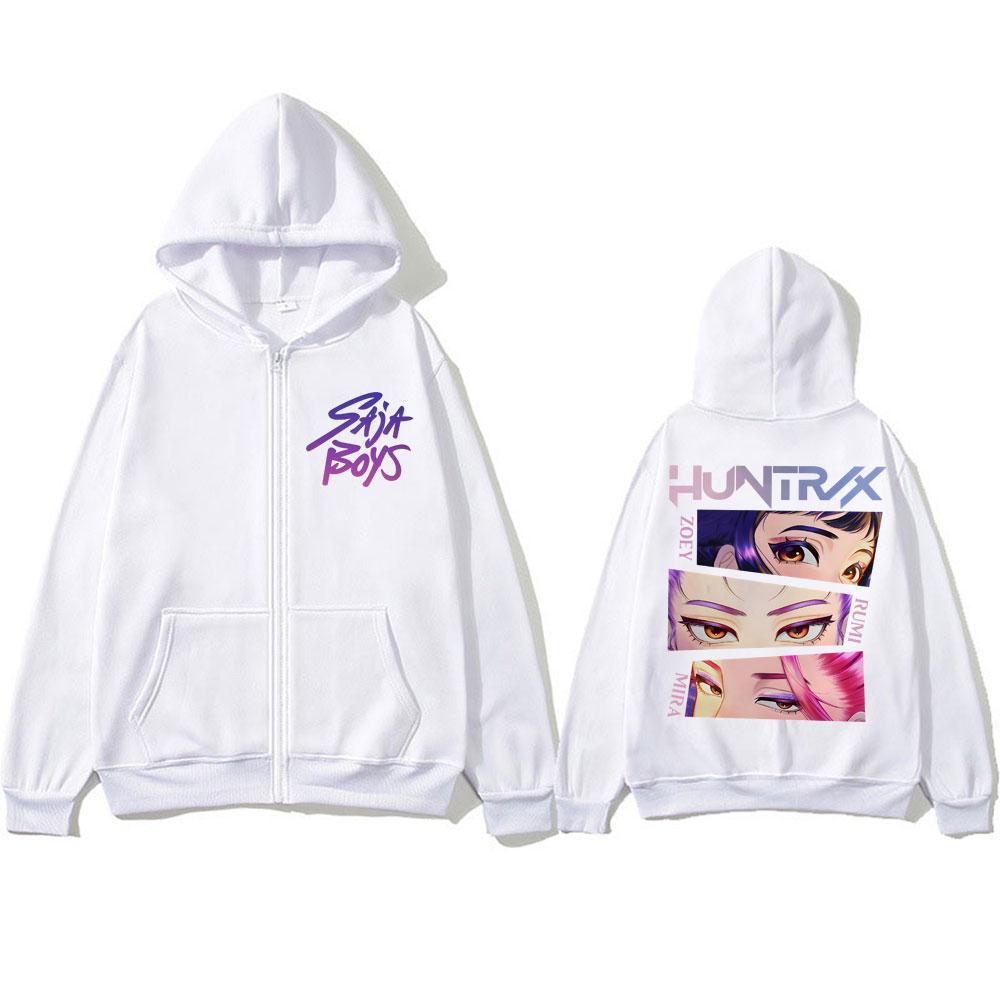 Аниме K-pop Охотник на демонов Huntrix Графические толстовки на молнии Харадзюку Мужские Женские Толстовка на молнии Зимнее Свободное Флисовое Повседневное Пальто