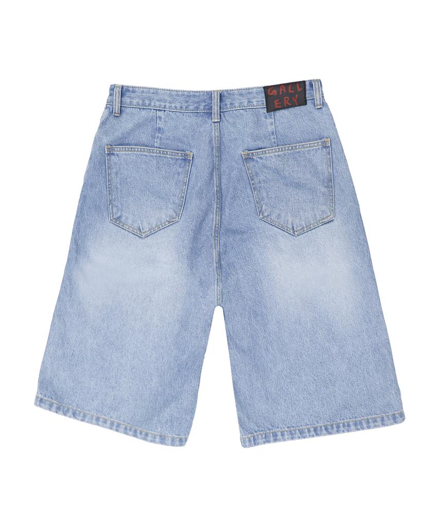 1011 GALLERY G Logo Denim Shorts - Light Blue
