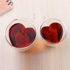 Термостойкая кофейная чашка с двойными стенками, прозрачное сердце в форме любви, стеклянная кружка для молока, сока, чая