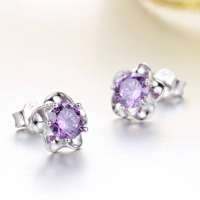 Серьги из стерлингового серебра 925 пробы, модные, в форме цветка, с кубическим цирконием AAA, ювелирный подарок