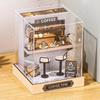 DIY Miniature Dollhouse Kit Coffee Time 3D Wooden Dollhouse Making Kit with Light, Handmade Mini Crafts Model Unique Gifts