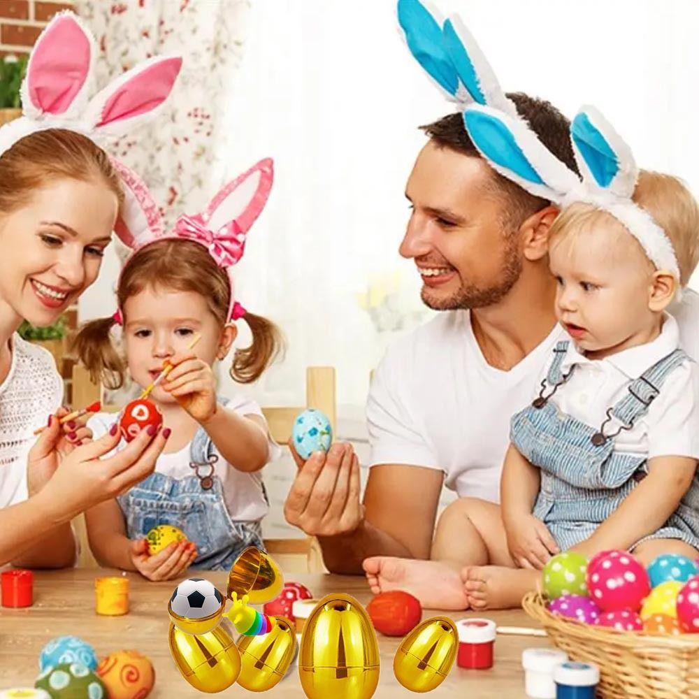 Funny Empty Shell Easter Golden Twisted Egg Plastic Fillable Egg Shell DIY Simulated Eggshell Easter Surprise Toys Party Decor