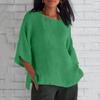 Women's Fashion Half Sleeve Round Neck Solid Colour Loose Casual Shirt Top