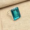 Faceted Blue Tourmaline Gemstone 925 Solid Silver Jewelry Handmade Ring All Size