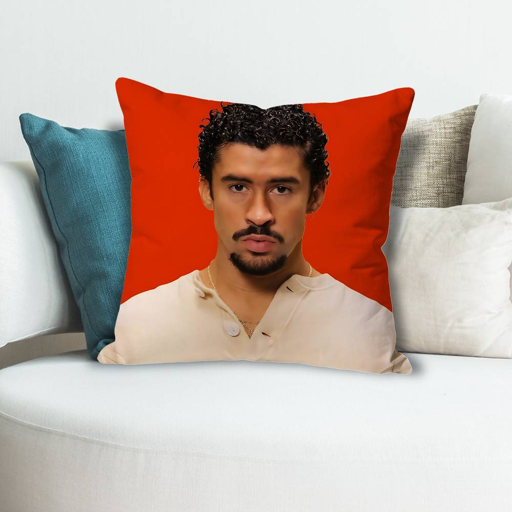 Singer BBad BBunny DTMF Anime Celebrity Merchandise AllMatch Printed Pillow Case Sofa Car Office Room Decoration Protector