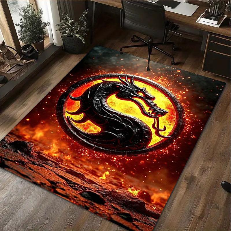 1 шт. Ковер с принтом Mortal Kombat - Домашний декор Ковер для гостиной Спальни Напольное покрытие Зона под компьютерным креслом