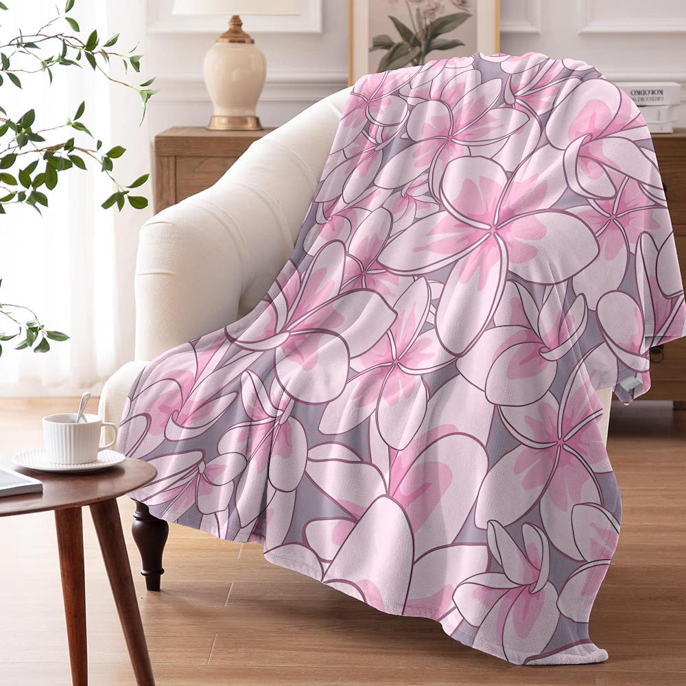 Plumeria Throw Soft Flannel AC Blanket Lightweight Summer Nap Throw Cozy Blanket for Sofa Bed Travel Home