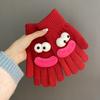 Забавные мультяшные вязаные перчатки, милые перчатки с большими глазами, теплые перчатки, зимние ребристые перчатки с сенсорным экраном для вождения, поездок на работу, езды на велосипеде, повседневных дел