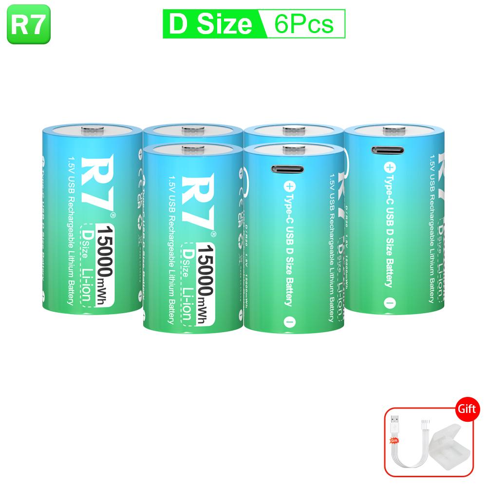 1,5 В LR20 15000 мВтч литиевая аккумуляторная батарея размера D с зарядным кабелем Type-C, для фонариков, газовых плит и водонагревателей