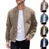 Men's Suede Solid Color Zipper Jacket Casual Retro Long Sleeved Cardigan