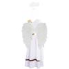 Girls 3 Pieces Greek God Roman Costume Outfit Metallic Gloss Patchwork Sleeveless Dress with Feather Angel Wings and Hair Hoop Cosplay Stage