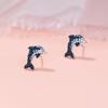 Cute Little Dolphin Stud Earrings Women's Light Luxury Niche Design Sense Blue Zircon Animal Personality Commuting Temperament Earrings