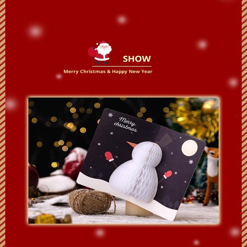 Pop Up Christmas Cards With Envelopes Sealing Stickers, 3D Honeycomb Xmas Cards, Cute Merry Christmas Card Holiday Greeting Gift