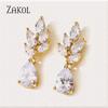 ZAKOL High Quality Luxury Clear Color Cubic Zirconia Stud Earrings for Women Exquisite Engagement Jewelry Birthday Gifts EP2968