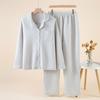 Pajamas women's autumn and winter thickened air cotton three-layer cotton padded to keep warm loose large size lapel comfortable loungewear set
