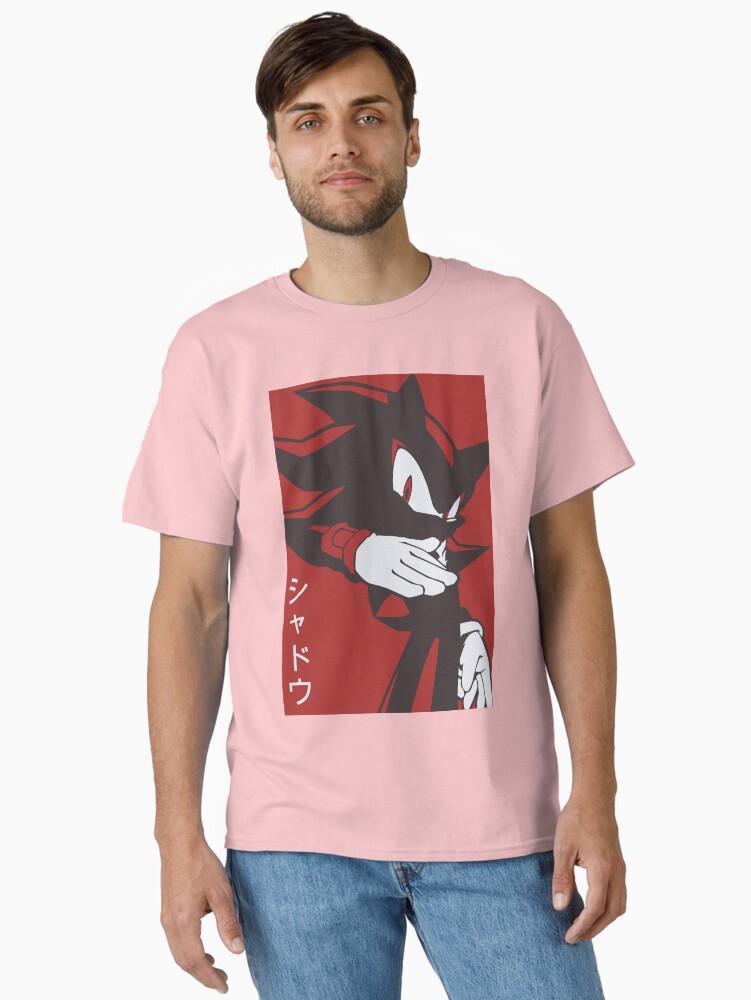 Sonic the Hedgehog Normal Black Shadow Hedgehog anime manga style Background Red Classic T-Shirt