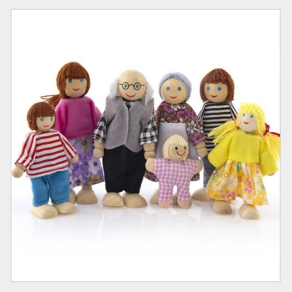 Non-Toxic Mini People Figures High-Quality Wood Dollhouse Family Set Imagination Toys