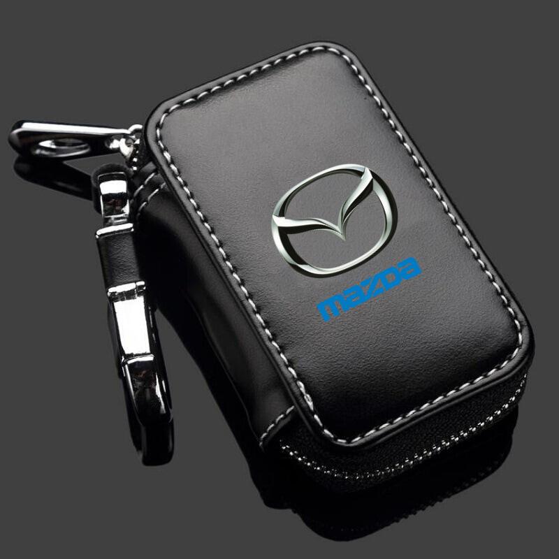 Leather Car Key Case Keys Full Cover Protection Shell Bag For Mazda 2 3 4 5 6 7 8 323 626 CX5 CX7 CX9 RX8 MX3 MX5 Accessories FF10