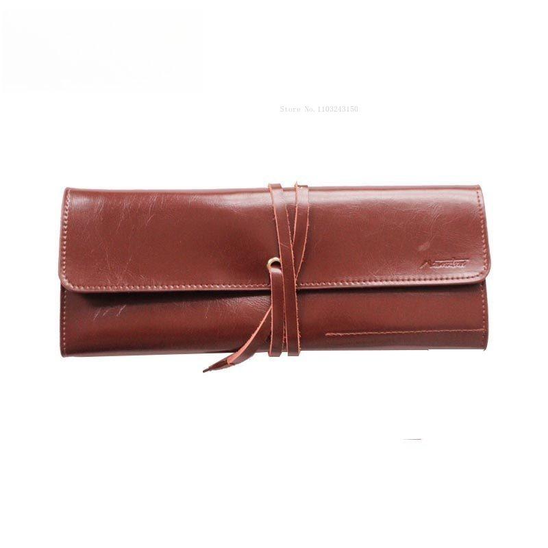 Retro High-end Cowhide Paintbrush Bag Watercolor Pen Storage Bag Artist Outdoor Sketching Painting Portable Art Tools Supplies