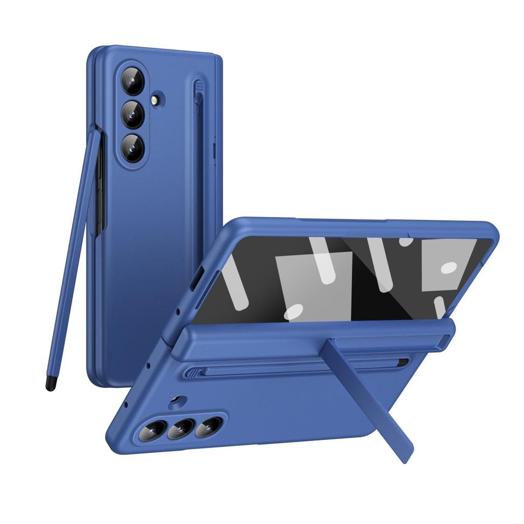Чехол для Samsung Galaxy Z Fold 7 с шарнирной защитой, ударопрочный ПК + Закаленное стекло, Держатель пленки, Задняя крышка со слотом для ручки и стилуса, Новый