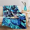 Blue Animated Warrior Fox Style Explosion Pattern Bedroom blanket blanket, suitable for use in the bedroom, living room, on the sofa