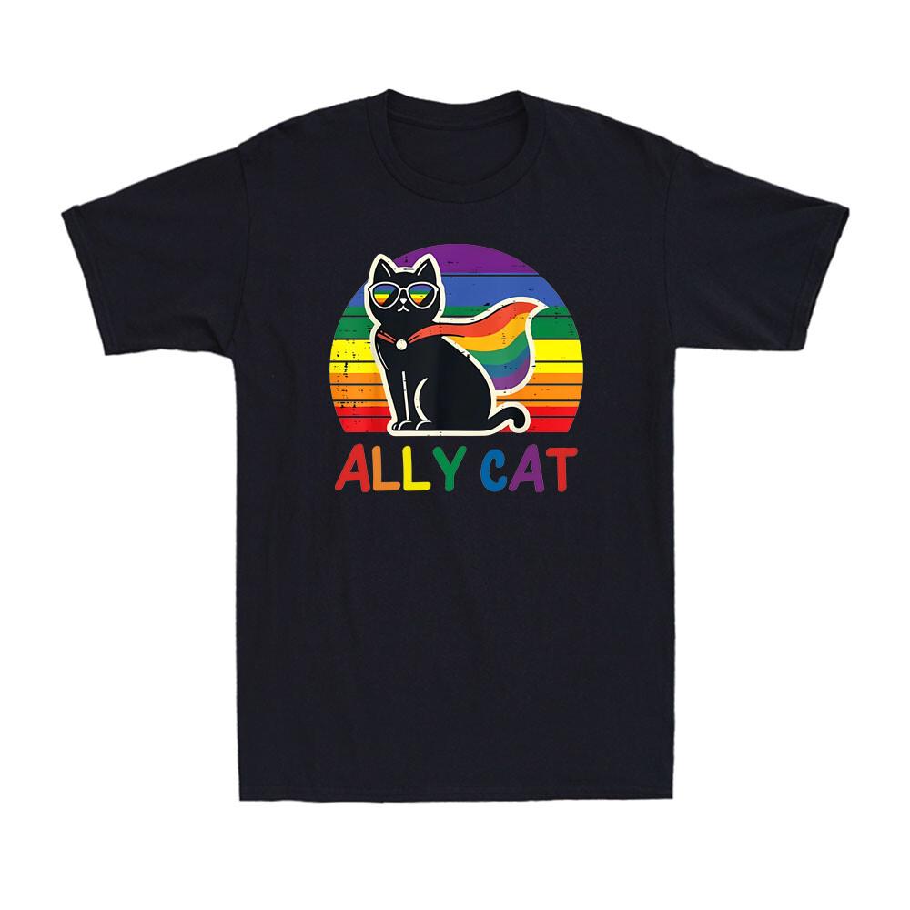 Gay Pride Month Ally Cat Funny LGBTQ Rainbow Black Cat Gay Proud Unisex TShirt