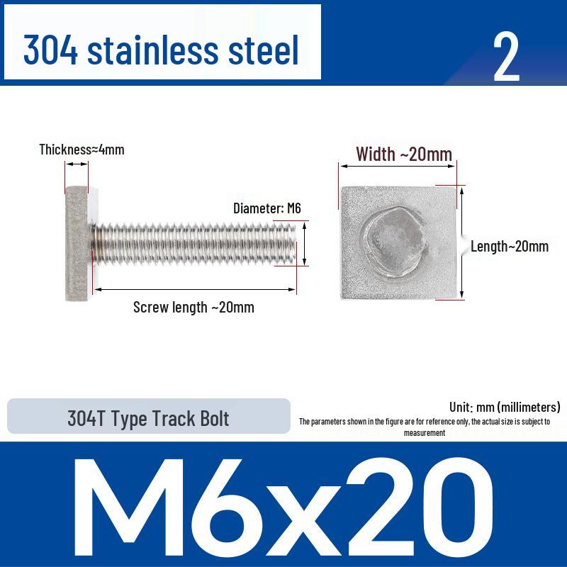Индивидуальный Т-образный болт M6/M8 из нержавеющей стали 304 с Т-образным пазом, неправильной прямоугольной формы