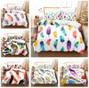 Home Bedding Set Feather Pattern Quilt Cover and Pillow Cover Bedding Set AU/EU/US Full Size Bedding Set
