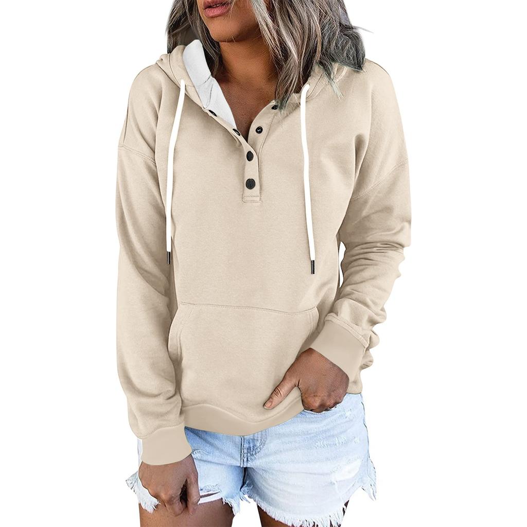 Women's Casual Fashion Solid Color Long Sleeve Pullover Hoodies Sweatshirts