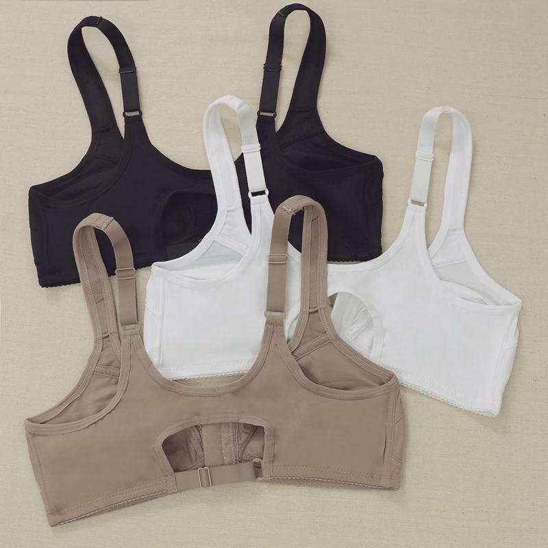 3 шт. Женские однотонные бюстгальтеры больших размеров с открытой передней частью, беспроводные, регулируемые сзади, нижнее белье для спорта и отдыха 0Xl-5Xl