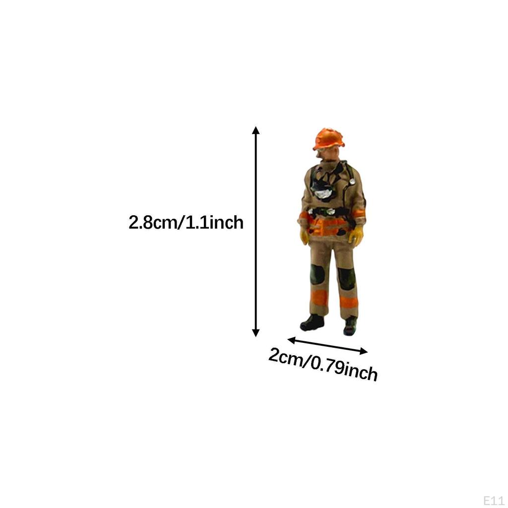 1/64 Firefighter Figures Diorama Action Realistic Tiny People Model for Micro Landscapes
