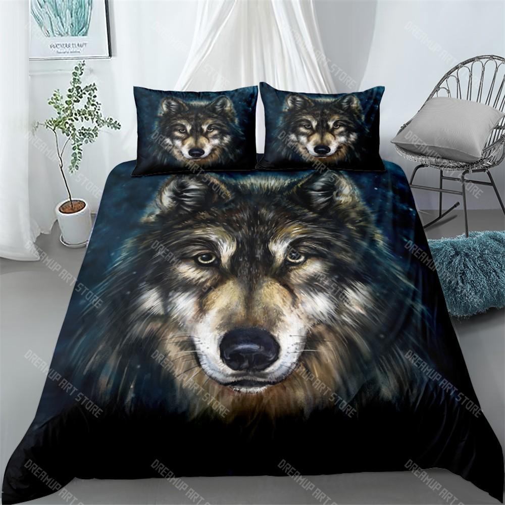 Комплект пододеяльника/пододеяльника Digital Wolf Односпальный Полуторный Двуспальный Квинсайз Кингсайз Кал Кингсайз Комплект постельного белья