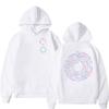 Color-ring Men Hoodie Chest Tiny Circle Slogan Print, Gradient Round Word Back Art Graphic, Cozy Fleece Pullover Sweatshirt for Weekend Casual Wear