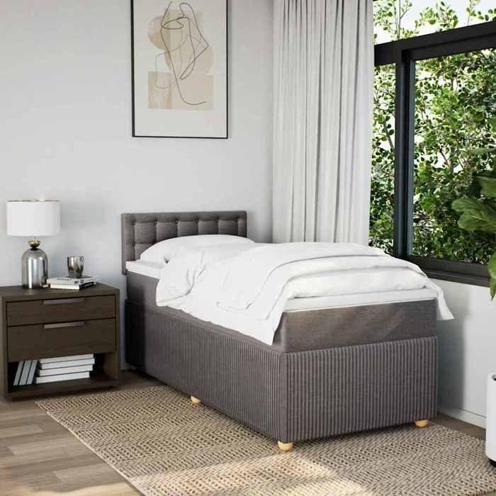 Maison Exclusive - Sommier à lattes de lit avec matelas Taupe 90x200 cm Tissu