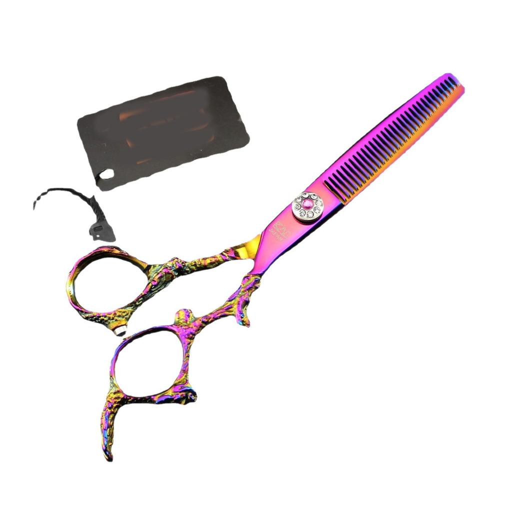 6.0 Inch, Pink Dragon Handle, Hair Scissors, Hair Scissors, Flat Scissors, Tooth Scissors, Hit *** 2-0401