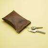 Unisex Leather Key Bag Keys Holder Multi Function 1Pc Zipper Keys Wallet Coin Purse Solid Color Waterproof Key Case